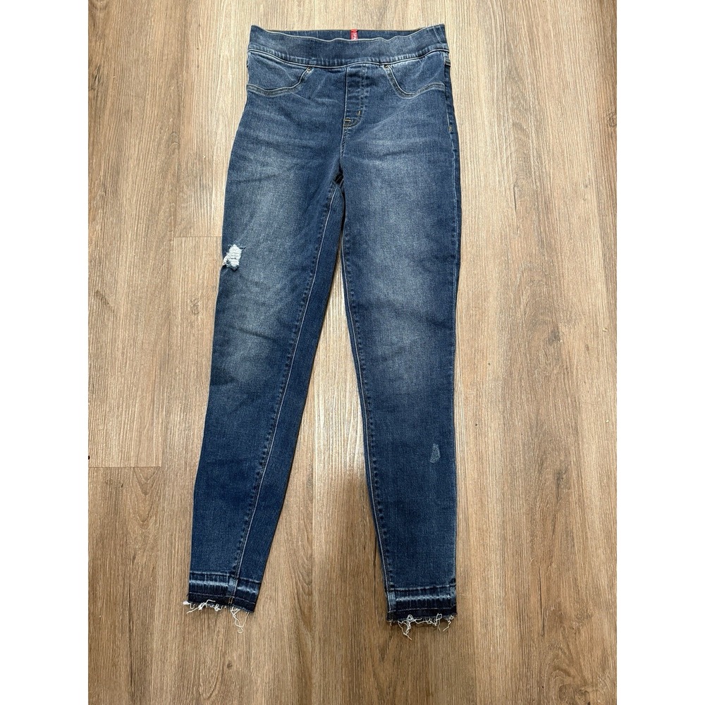 Spanx Distressed Ankle Skinny Jeans Raw Hem Small‎ Wash
